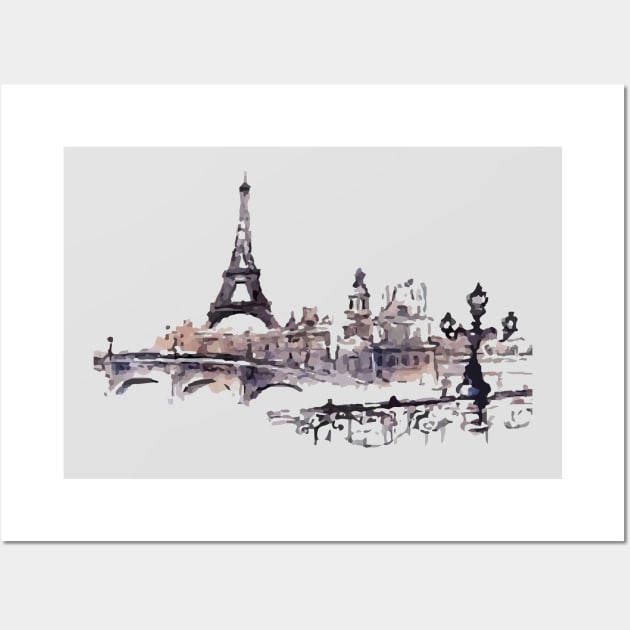 Paris - Watercolored Painting Wall Art by madmonkey